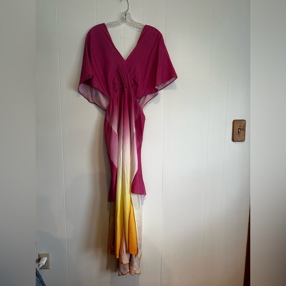 Maje 222Rachelly Ombre Dress Size Medium Tall | Handkerchief Hem Resort Vibe - Picture 7 of 8